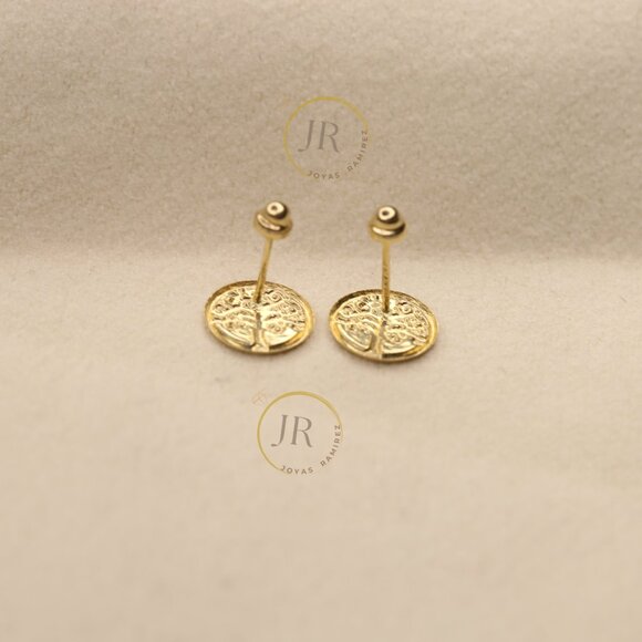 14K Yellow Gold Tree of Life Stud Earrings · Meaningful Gift for Mom. - Picture 6 of 8